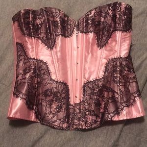 Pink and black corset